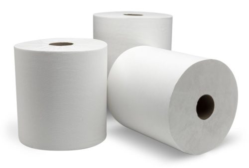 White rolled towels
